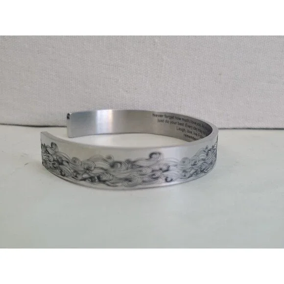 Inspirational Cuff Bracelet Gift Stainless Steel Engraved Bangle - Picture 5 of 11